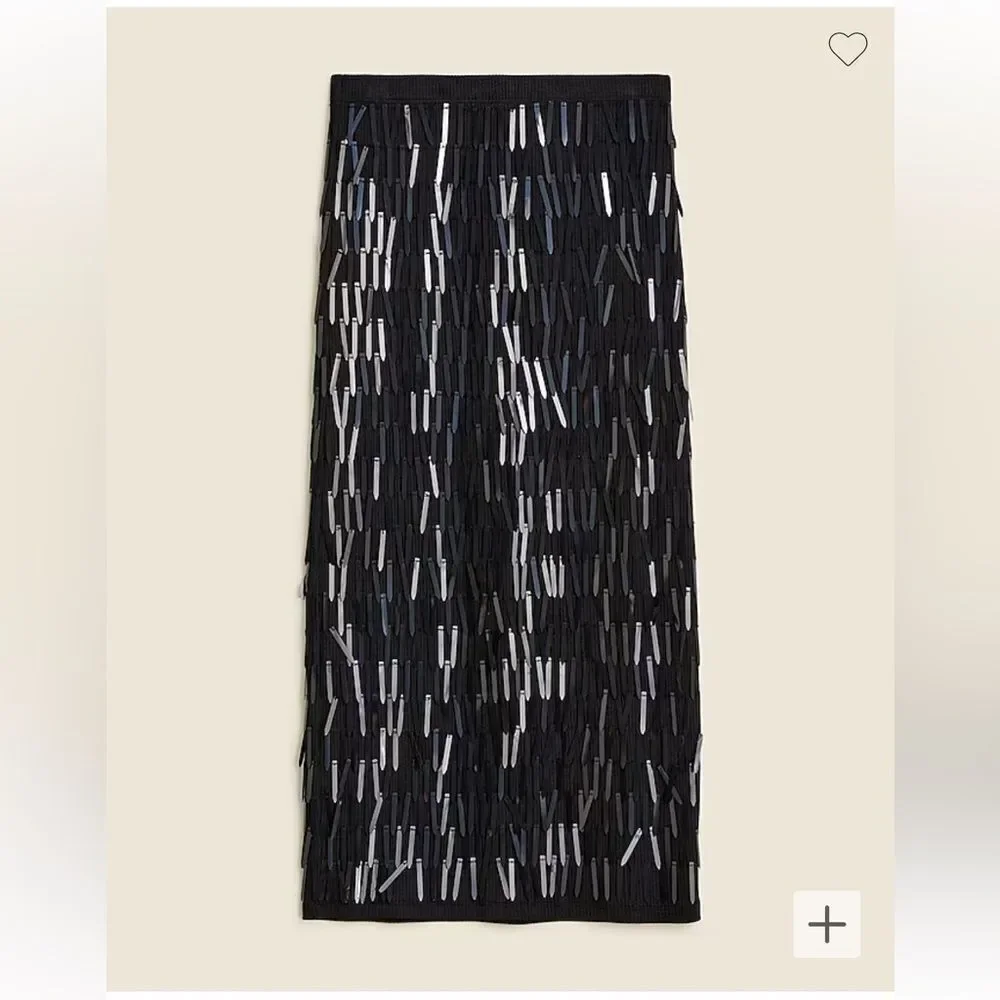 J. Crew Collection Sequin Fringe Midi Skirt. Size XL. NWT.